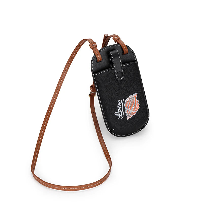 Cowhide Leather Women Messenger Bag Small Cell Phone Bag