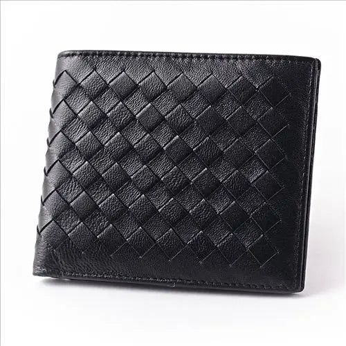 Sheep Skin Leather Knitting Style Men Wallets Long Purses