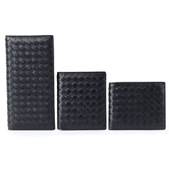 Sheep Skin Leather Knitting Style Men Wallets Long Purses