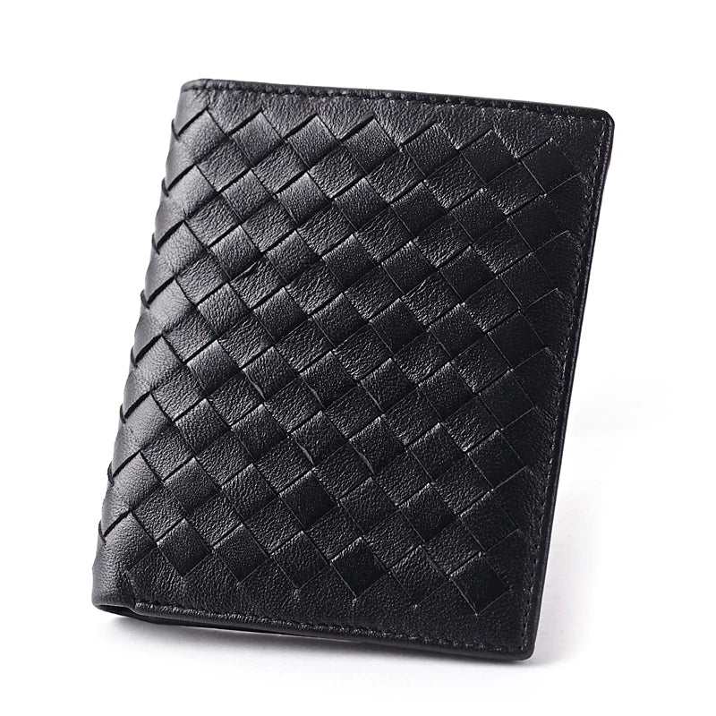 Sheep Skin Leather Knitting Style Men Wallets Long Purses
