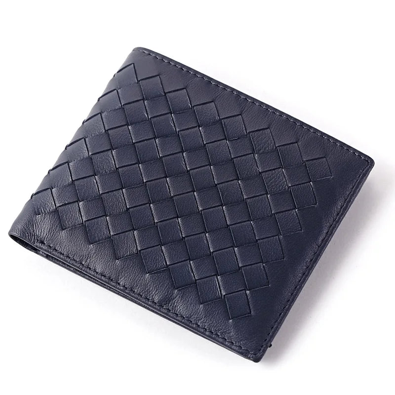 Sheep Skin Leather Knitting Style Men Wallets Long Purses
