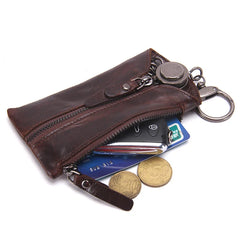 Leather Key Wallet Men Car Key Holder Zipper Keys Case Top Male Man Housekeeper