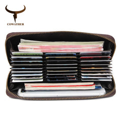 Cowhide Long Wallet Unisex Vintage Wallets
