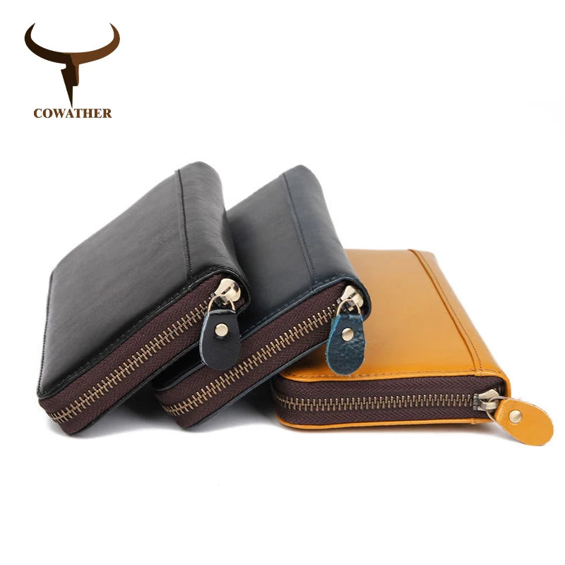 Cowhide Long Wallet Unisex Vintage Wallets