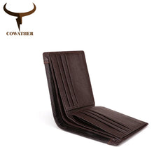 Vintage Cowhide Leather Men Wallet Short Male Purse