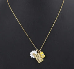 Flowers Car Metal Postcard Multi-Pendant Necklace