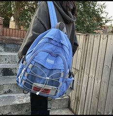 CTRLLOCK Preppy Style Adjustable Buckles Student Backpack