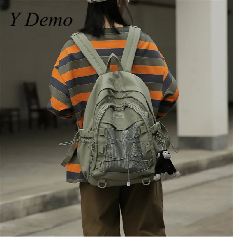 CTRLLOCK Preppy Style Adjustable Buckles Student Backpack