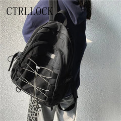 CTRLLOCK Preppy Style Adjustable Buckles Student Backpack