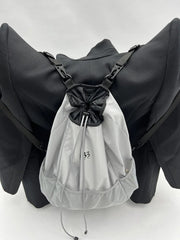 CTRLLOCK Techwear Gray Nylon Backpack Mesh Women Schoolbag