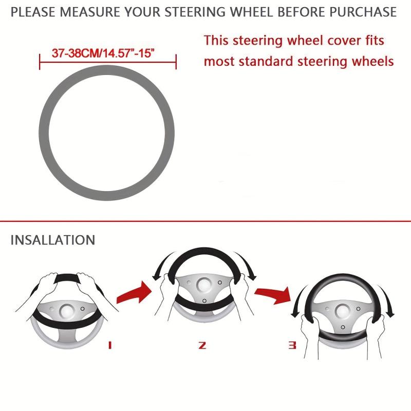 15 Inch Anti Slip Car Steering Wheel Cover Car Decor Accessaries