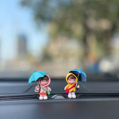 2pcs Cartoon Umbrella Couple Car Ornament Car Decoration