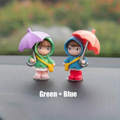 2pcs Cartoon Umbrella Couple Car Ornament Car Decoration