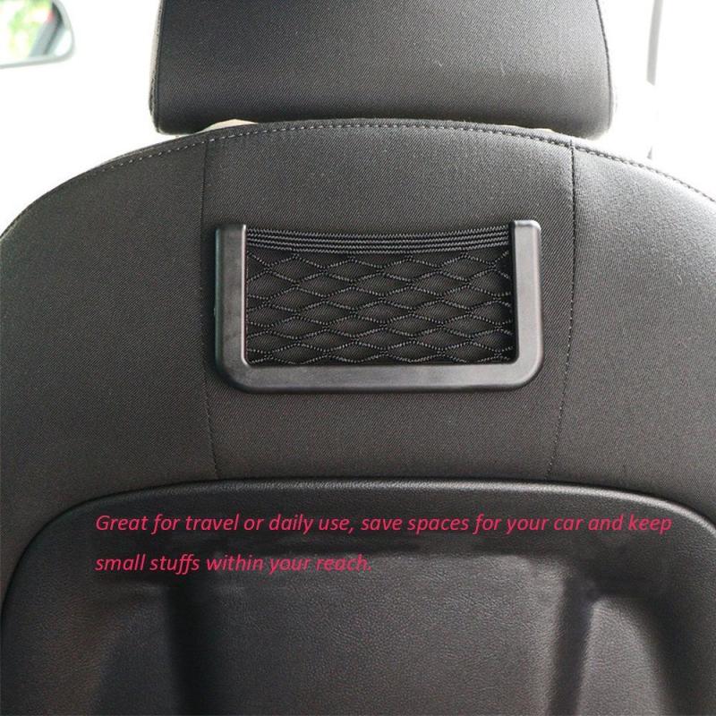 3pcs Car Storage Net Mesh Bag Double-Sided Elastic String Phone Holder