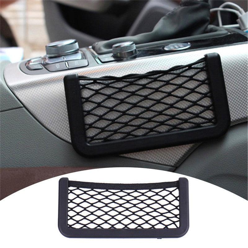 3pcs Car Storage Net Mesh Bag Double-Sided Elastic String Phone Holder