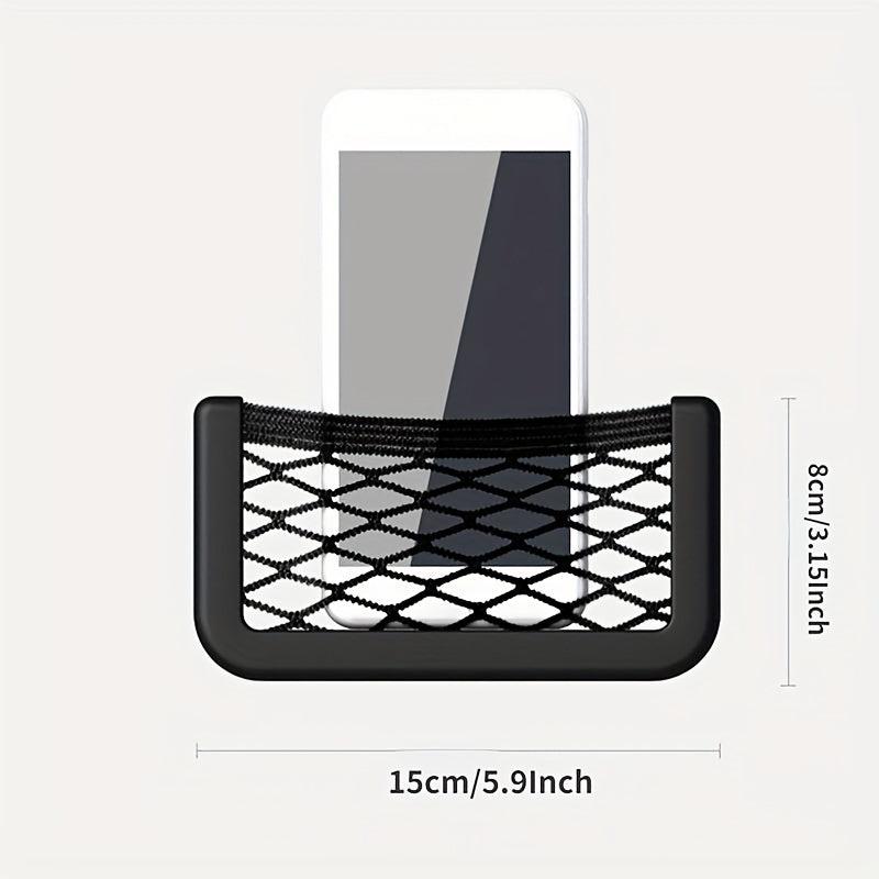 3pcs Car Storage Net Mesh Bag Double-Sided Elastic String Phone Holder