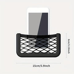 3pcs Car Storage Net Mesh Bag Double-Sided Elastic String Phone Holder