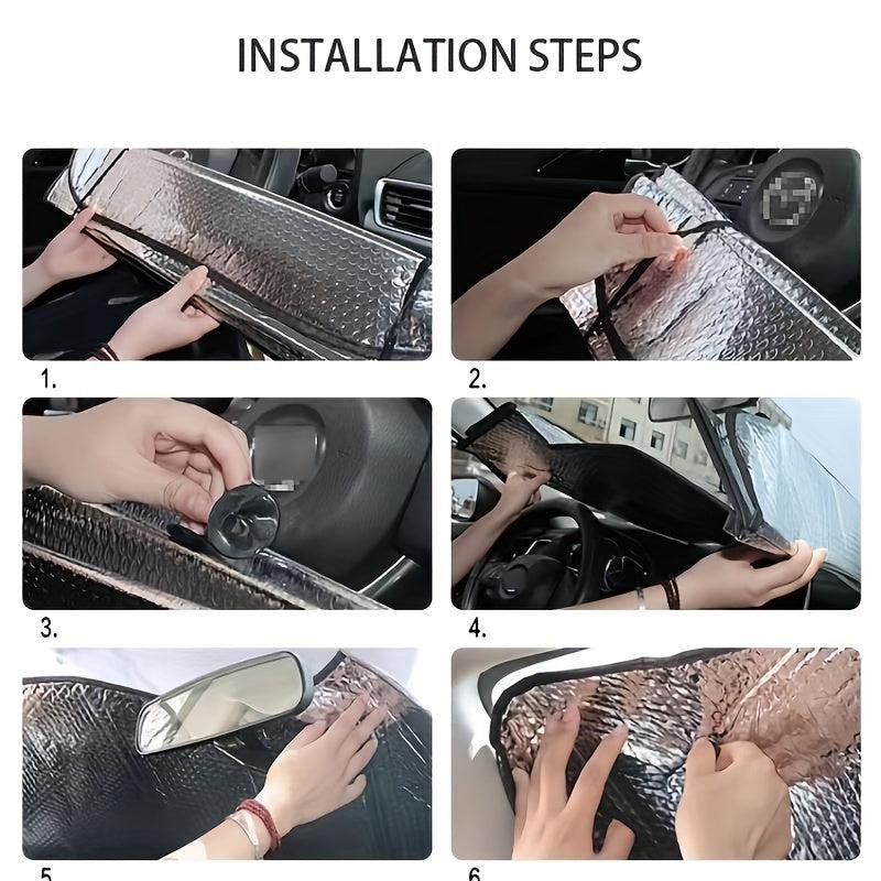 Universal Front Sunshade for Cars with Silver Windshield, Thermal Insulation