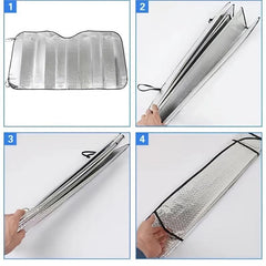 Universal Front Sunshade for Cars with Silver Windshield, Thermal Insulation