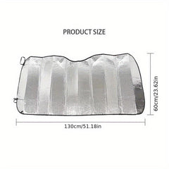 Universal Front Sunshade for Cars with Silver Windshield, Thermal Insulation