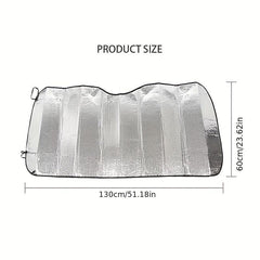 Universal Front Sunshade for Cars with Silver Windshield, Thermal Insulation