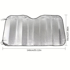 Universal Front Sunshade for Cars with Silver Windshield, Thermal Insulation