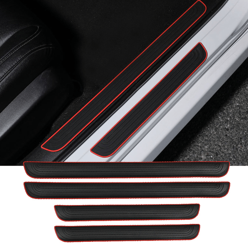 4pcs Rubber Car Door Sill Plate Protectors Anti scratch Exterior Parts