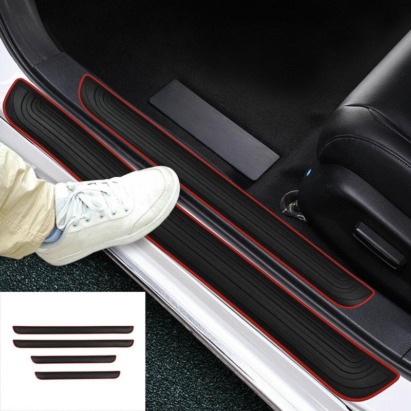 4pcs Rubber Car Door Sill Plate Protectors Anti scratch Exterior Parts