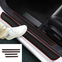 4pcs Rubber Car Door Sill Plate Protectors Anti scratch Exterior Parts