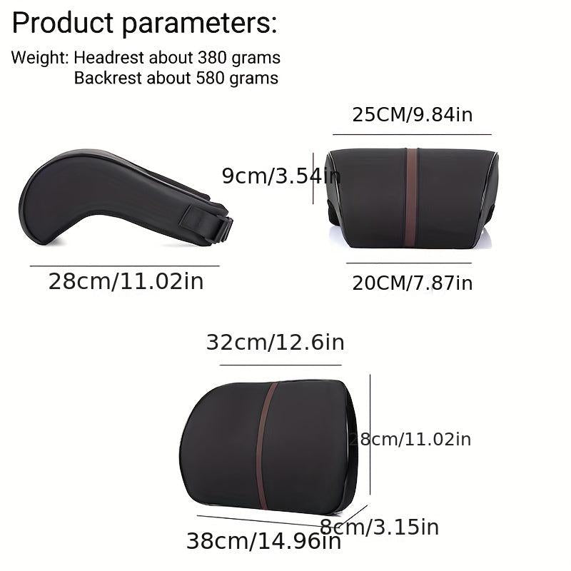 Memory Foam Car Neck Pillow Lumbar Support Set