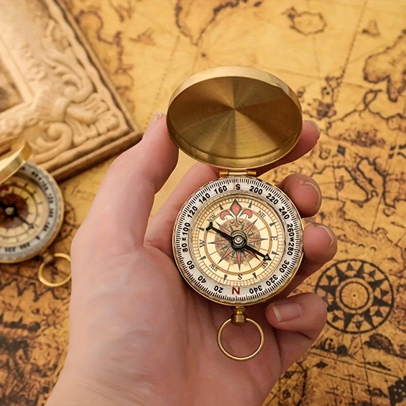 High Camping Hiking Pocket Brass Golden Compass Portable Compass Navigation