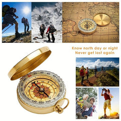High Camping Hiking Pocket Brass Golden Compass Portable Compass Navigation