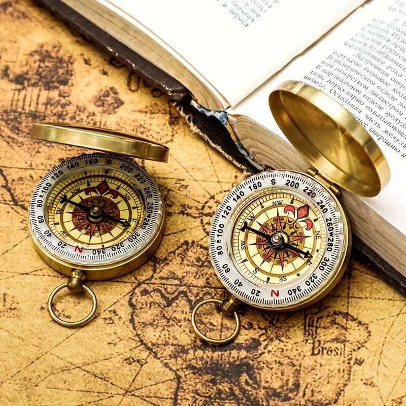 High Camping Hiking Pocket Brass Golden Compass Portable Compass Navigation
