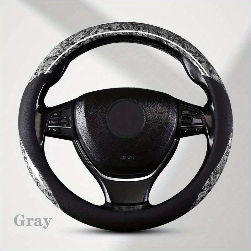 Leather Steering Wheel Cover with Peach Wood Grain - Upgrade Your Ride!