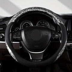 Leather Steering Wheel Cover with Peach Wood Grain - Upgrade Your Ride!