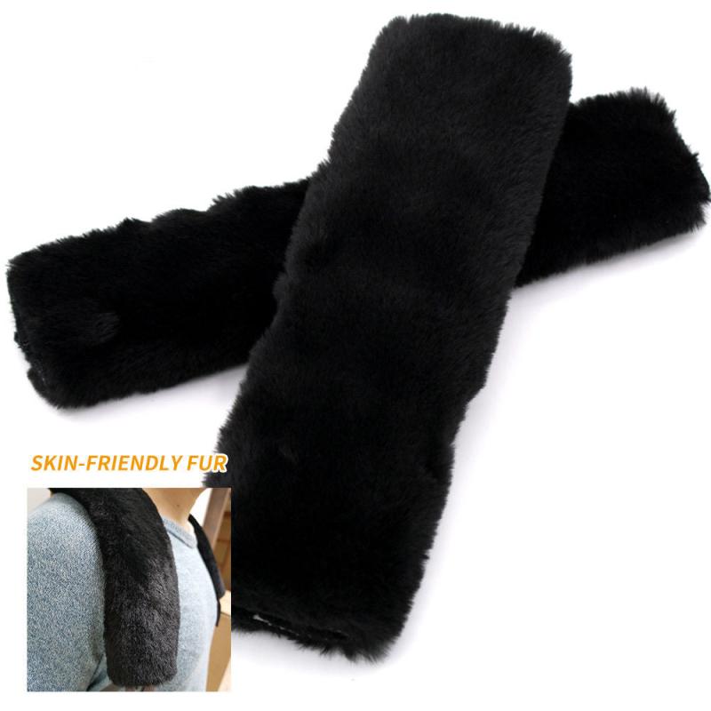 Soft Rabbit Fur Seat Belt Cover Shoulder Pad Neck Support Pad Winter Plush Car