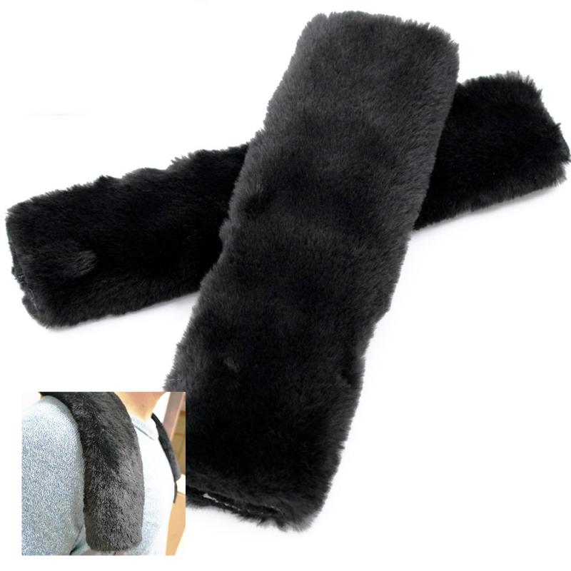 Soft Rabbit Fur Seat Belt Cover Shoulder Pad Neck Support Pad Winter Plush Car
