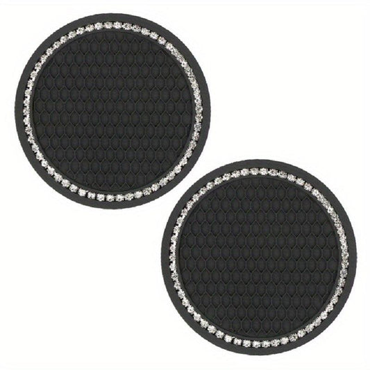 2Pcs Car Diamond Coaster Cup Holder Mat Auto Interior Decoration
