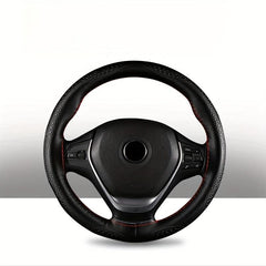 Embossed Leather Steering Wheel Cover Hand Sewn Cowhide Texture