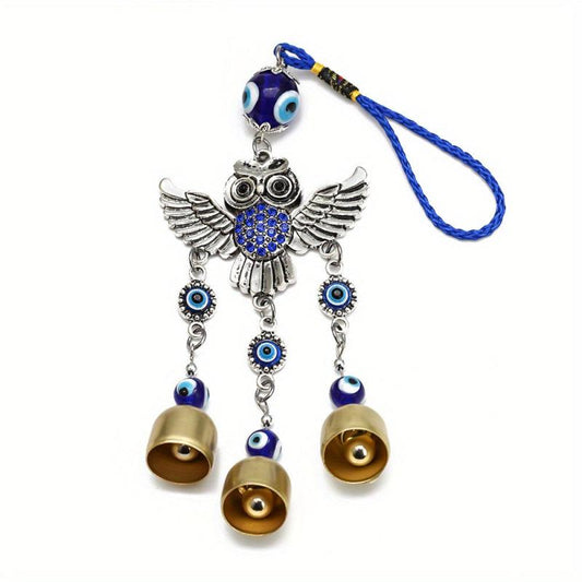 Vintage Evil Eye Car Charm Wall Decor Retro Wind Chimes Owl Wind Bells