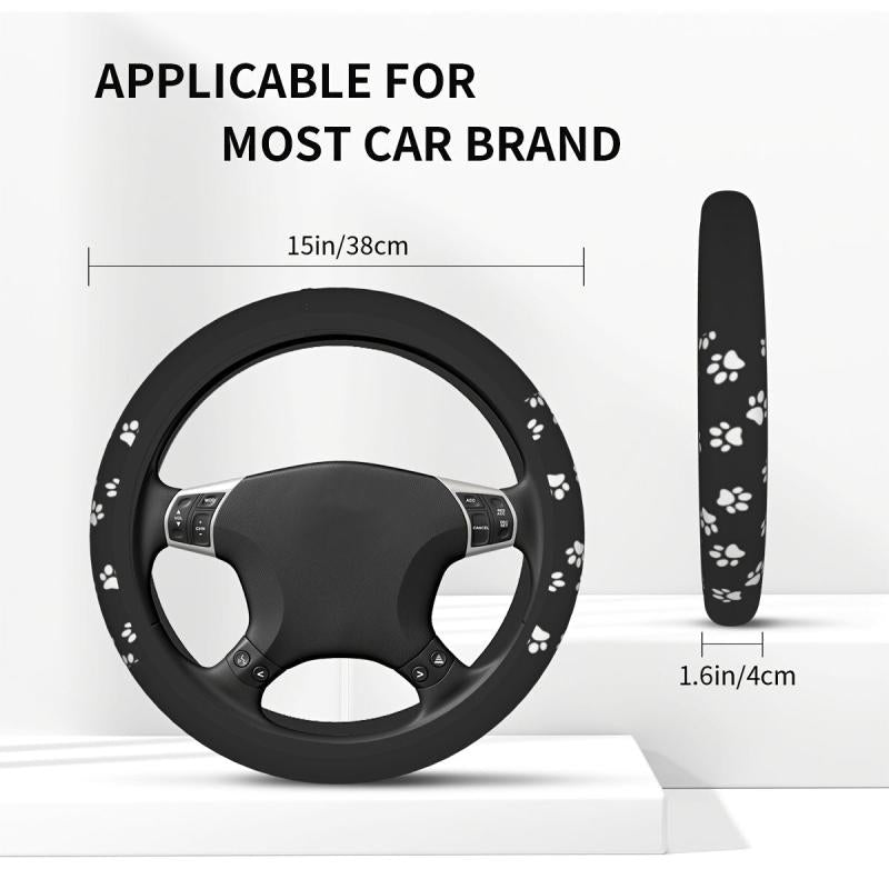 Paw Print Car Steering Wheel Cover Universal Anti Slip Protector