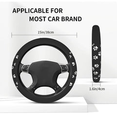 Paw Print Car Steering Wheel Cover Universal Anti Slip Protector