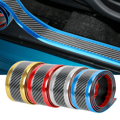 Car Stickers Anti Scratch Door Sill Protector Rubber Strip Carbon Fiber