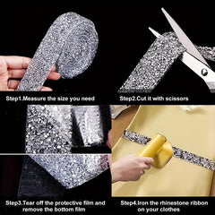 3m Crystal Rhinestone Ribbon DIY Self-Adhesive Sparkling Rhinestone Ribbon
