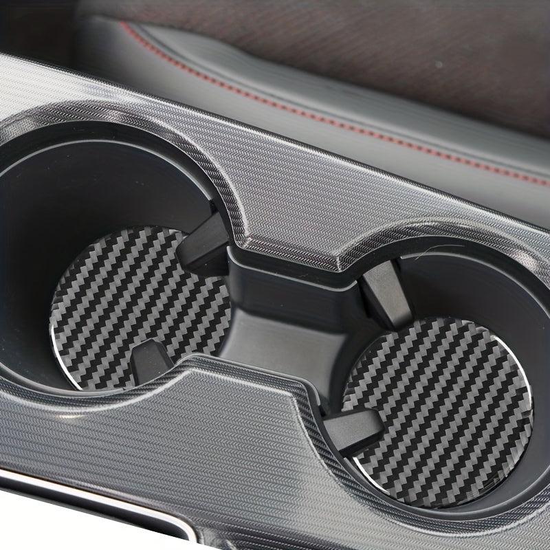 2 Pcs Carbon Fiber Car Coasters - Stylish Interior Upgrade