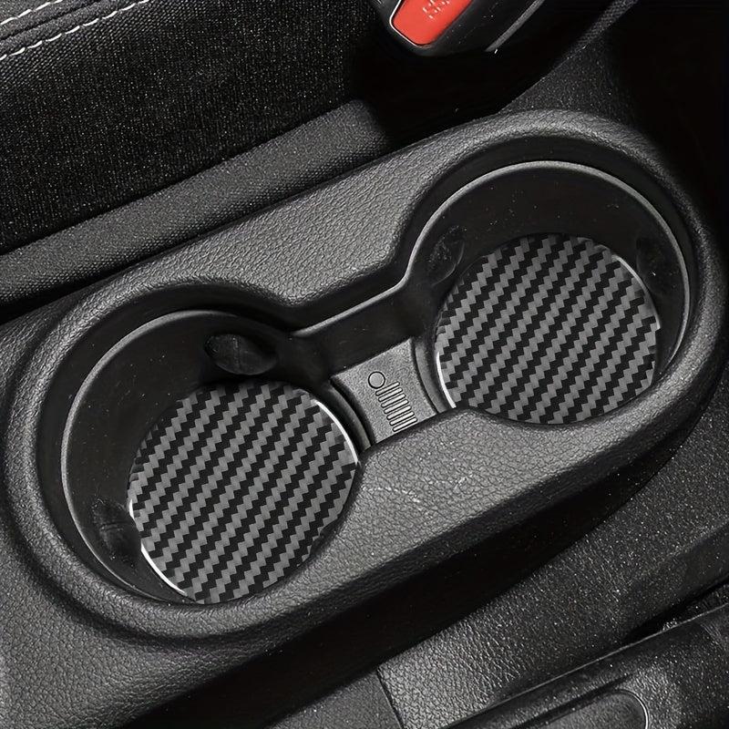 2 Pcs Carbon Fiber Car Coasters - Stylish Interior Upgrade
