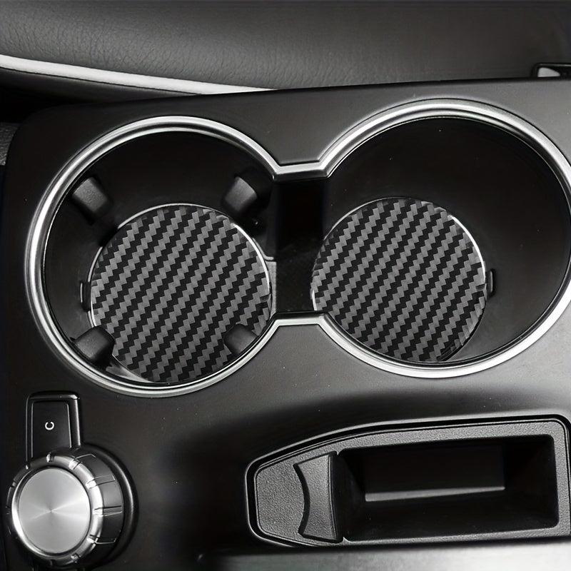 2 Pcs Carbon Fiber Car Coasters - Stylish Interior Upgrade