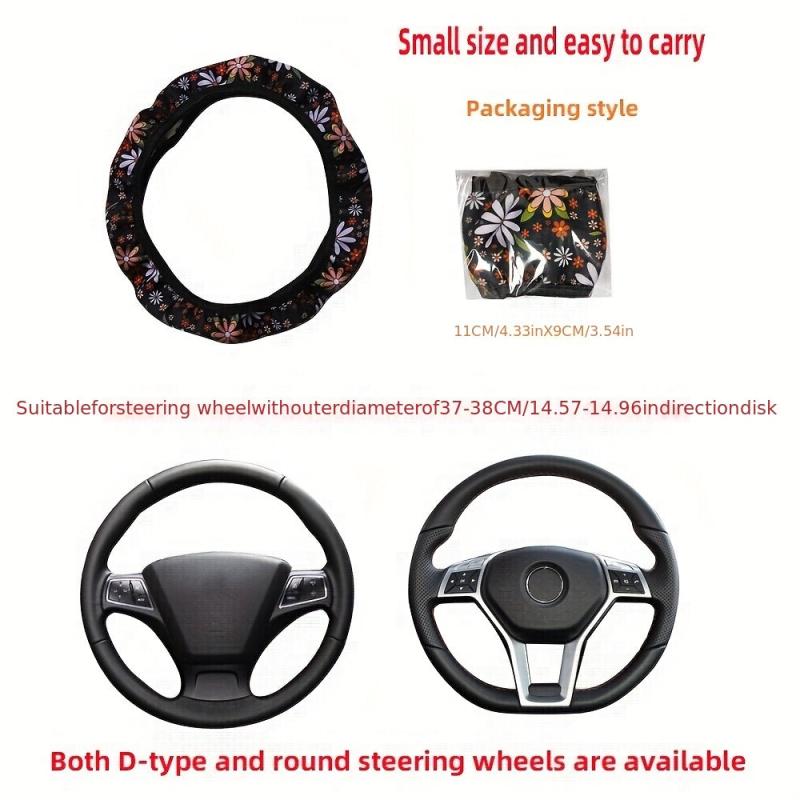 Chrysanthemum Steering Wheel Cover 37in-57in Universal Car Accessories Women