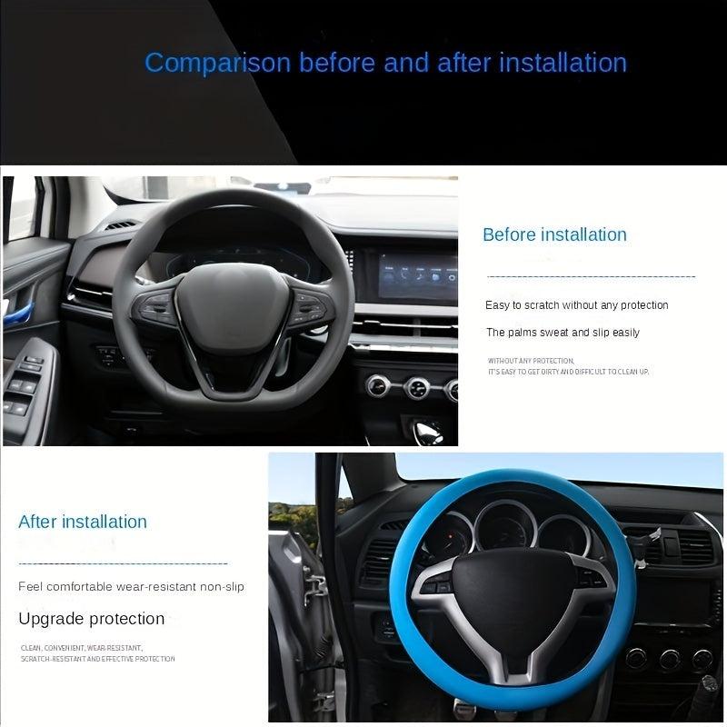 1pc Car Steering Wheel Silicone Cover Non-slip Protective Case
