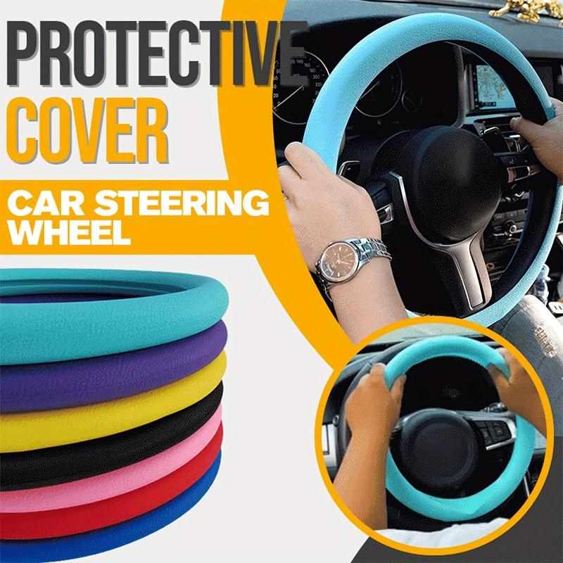 1pc Car Steering Wheel Silicone Cover Non-slip Protective Case